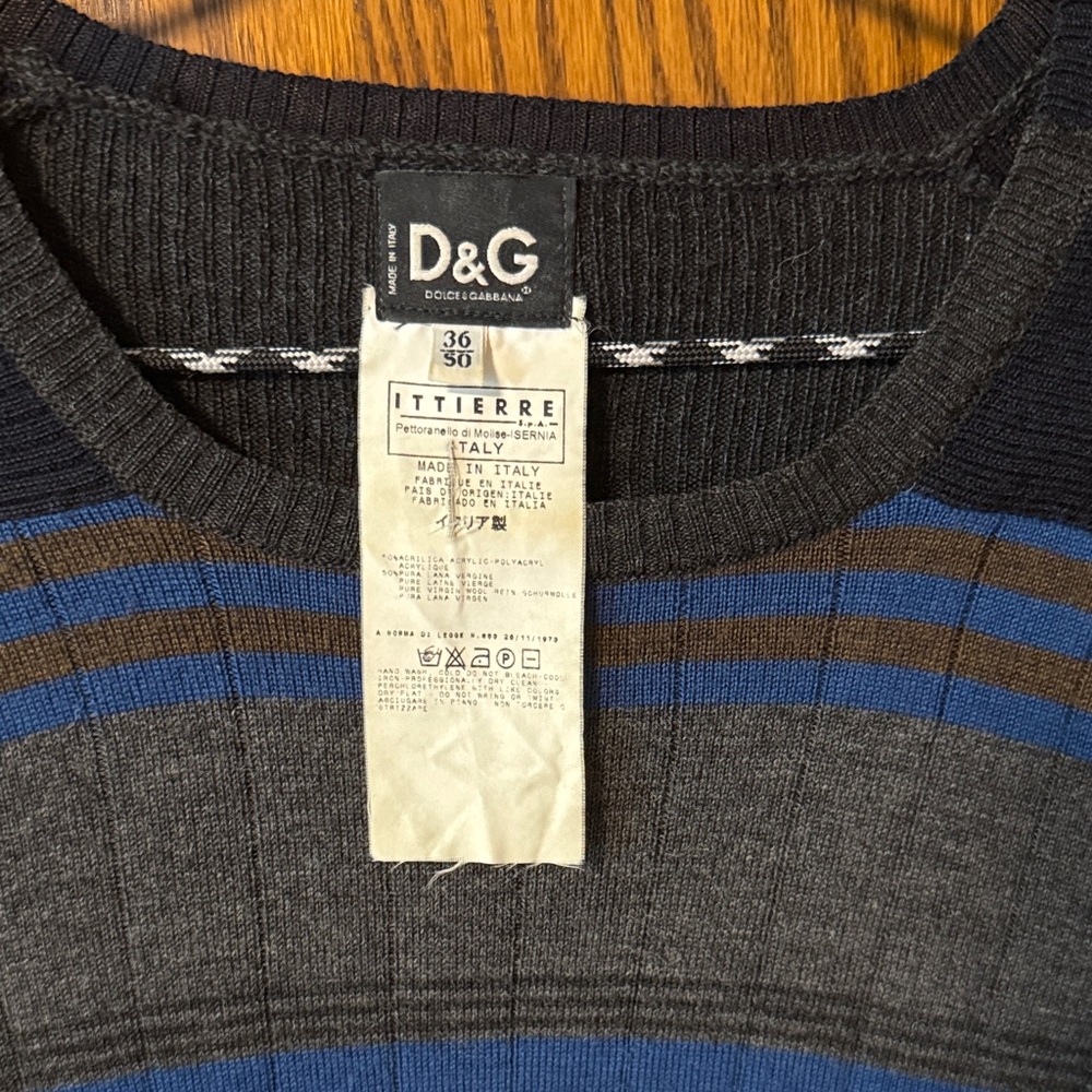 D&G Black, Blue & Gray Striped Knit Sweater - Picture 2 of 6